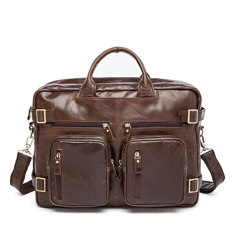 

Shoulder/straddle bag, real leather, stylish, multi-functional, three-dimensional, whole grain, leather, business bag for men