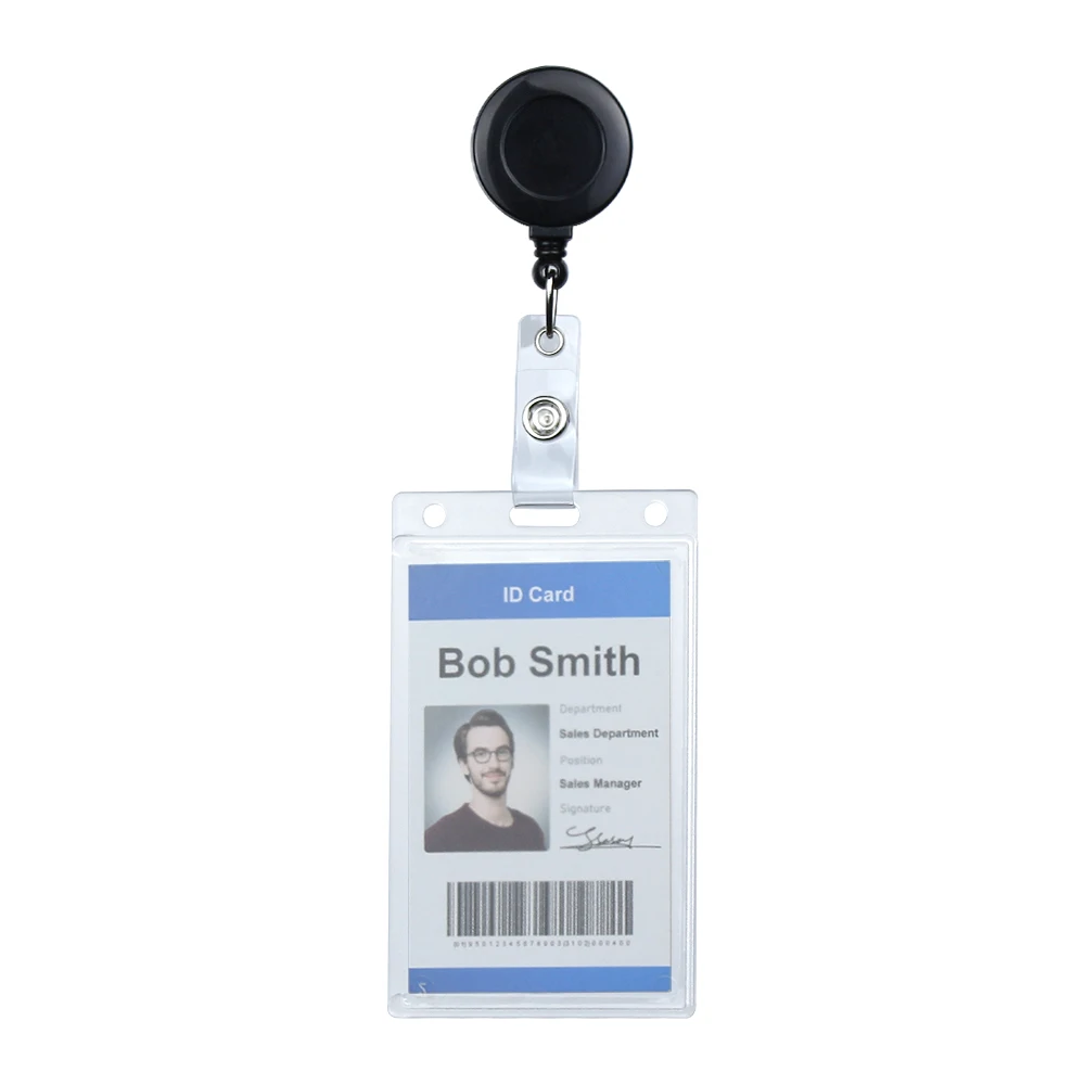 

Bestom Retractable Badge Reel Clip Name Tag Cover Creative 360° Rotation ID Card Badge Holder Reels Key Ring Chain Clips