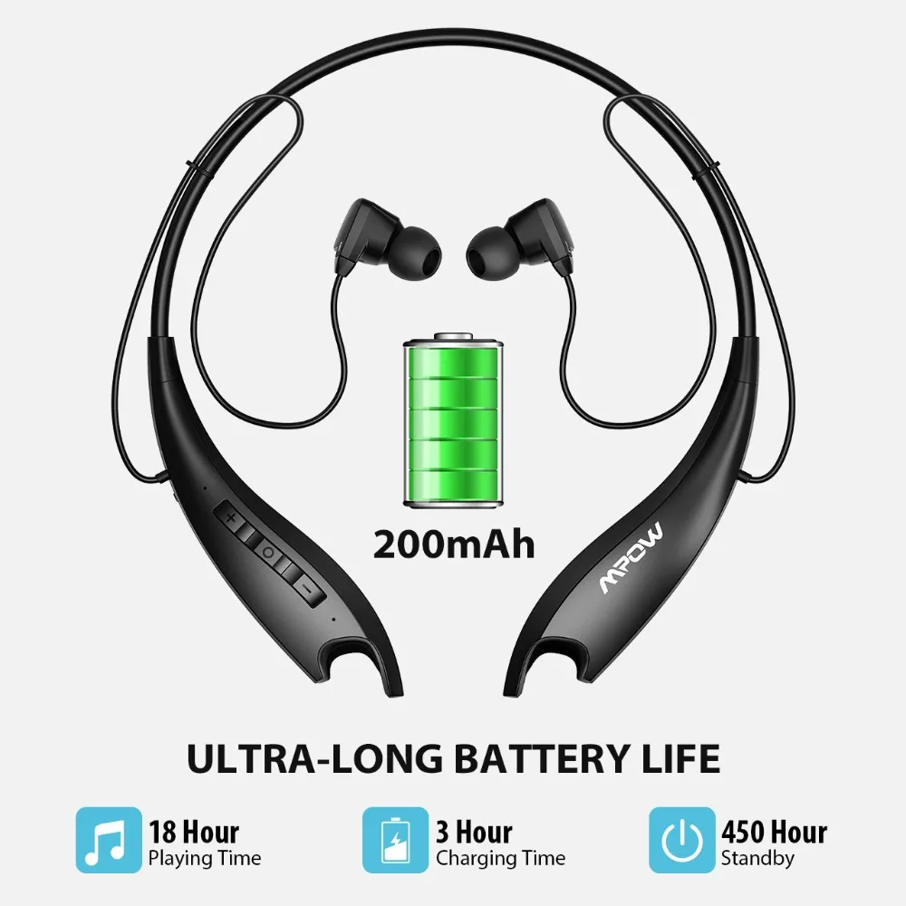 

Genuine Mpow Jaws 5Gen Bluetooth 5.0 Headphones With Mic Crystal Clear 18H Ultra Long Battery Life HiFi Stereo Sport Headphones