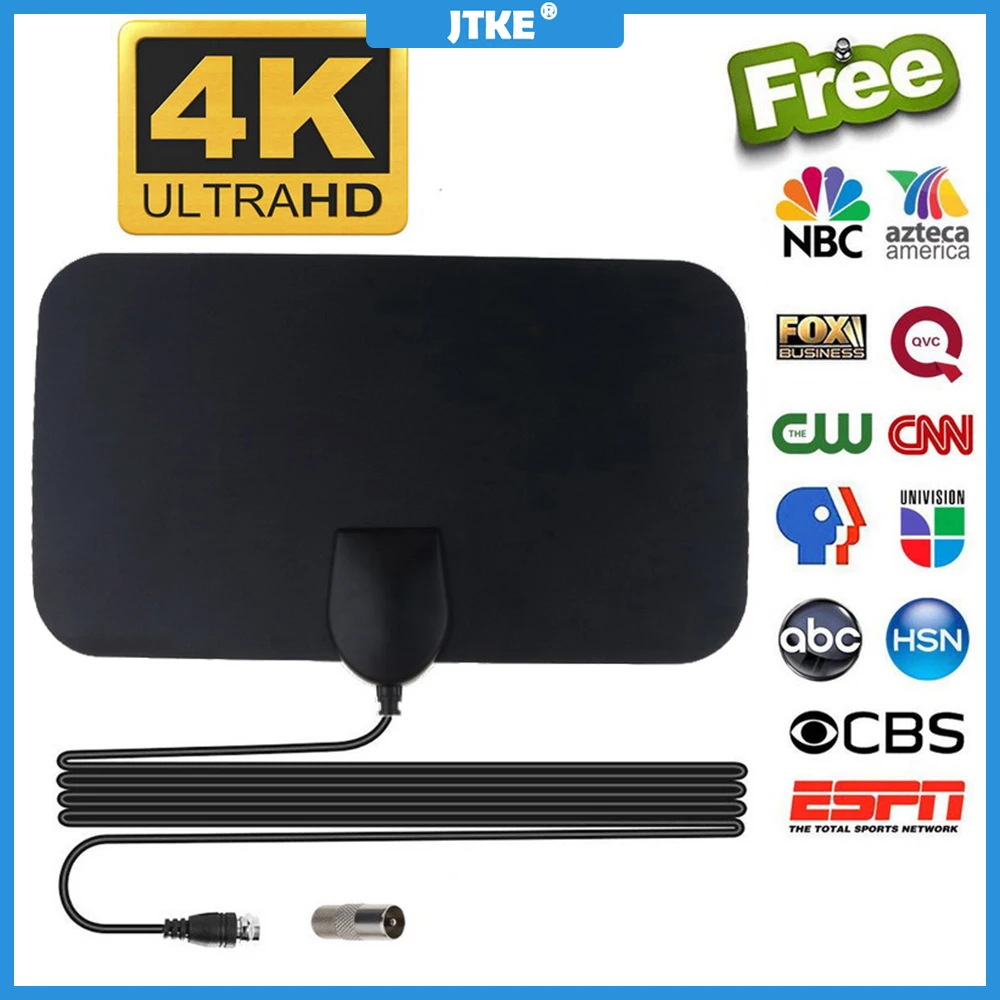 JTKE на плоской подошве 4K внутреннее ТВ антенна цифровой телевизионные антенны HD 50