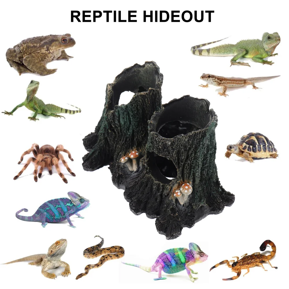 

Resin Tree Ornament Reptile Habitat Lizard Hide Rest Shelter Small Pet Hideout