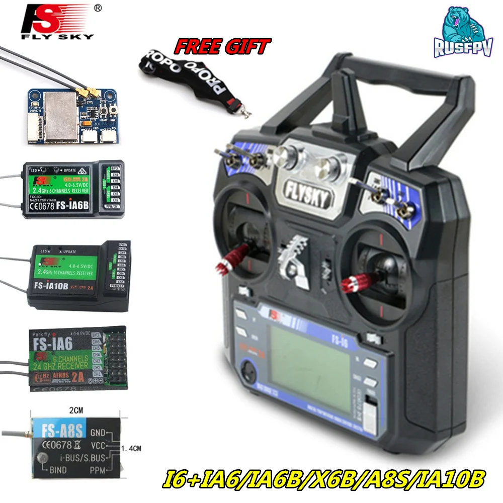 FLYSKY FS i6 I6 2 4G 6CH AFHDS 2A радиопередатчик с iA6 IA6B A8S X6B IA10B приемник для дрона