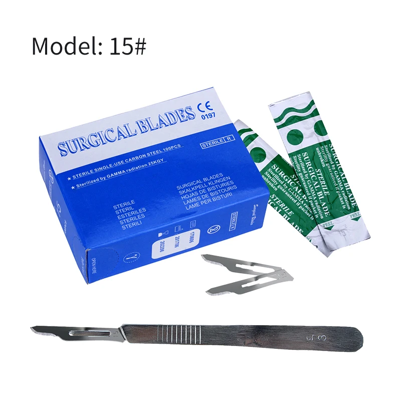 Стоматологические хирургические Скальпели 100 шт./коркор. стерилизованные лезвия