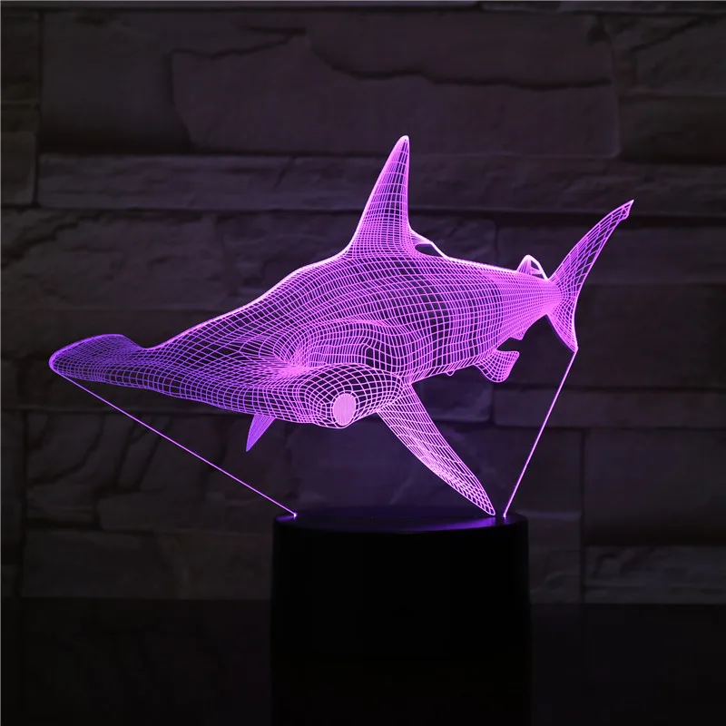 Светодиодный ночник Shark 3D креативный трехмерный светильник для детской спальни