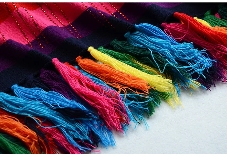 Женское пончо с тигровой головкой трикотажный подиумный пуловер радужными