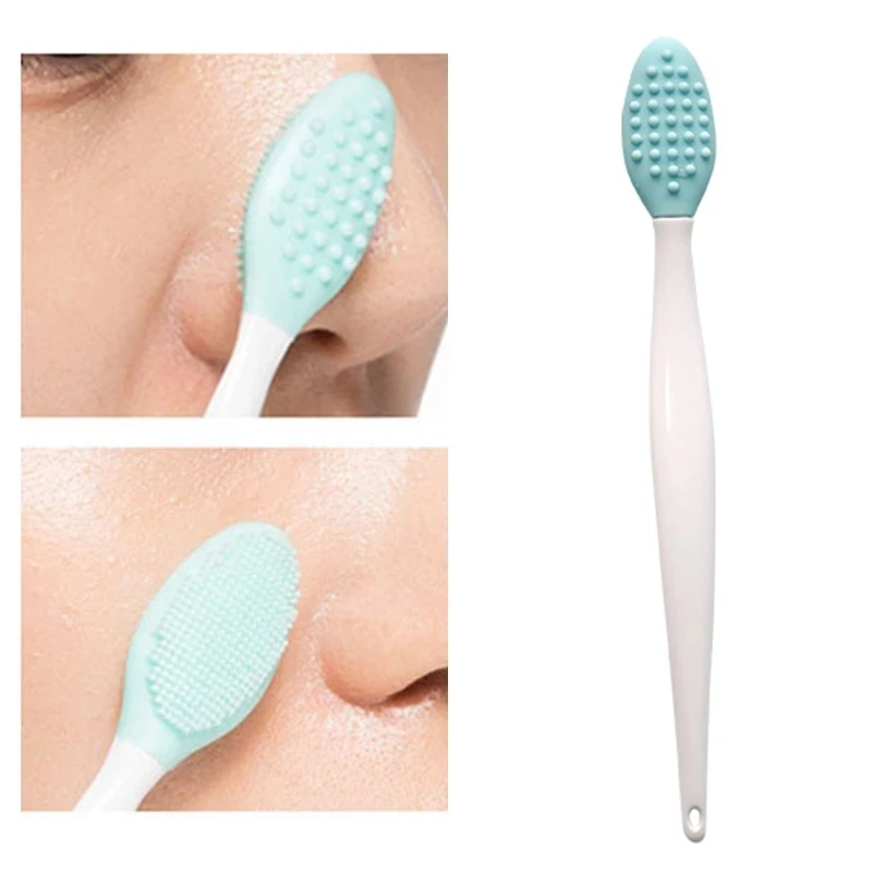 200pcs Beauty Skin Care Wash Face Silicone Brush Exfoliating Nose Clean Blackhead Removal Brush Tool With Replacement Head