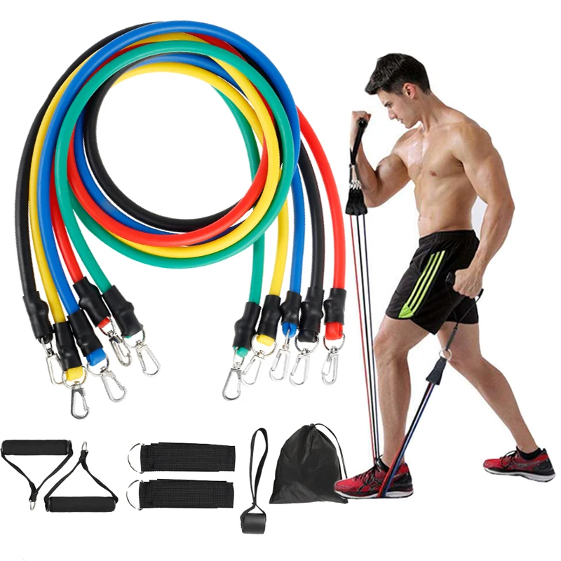 

11 Pcs Fitness Latex Resistance Bands Set Yoga Gym Pull Rope Training Exercise Rubber Expander Fitness Equipment Elastic Bands