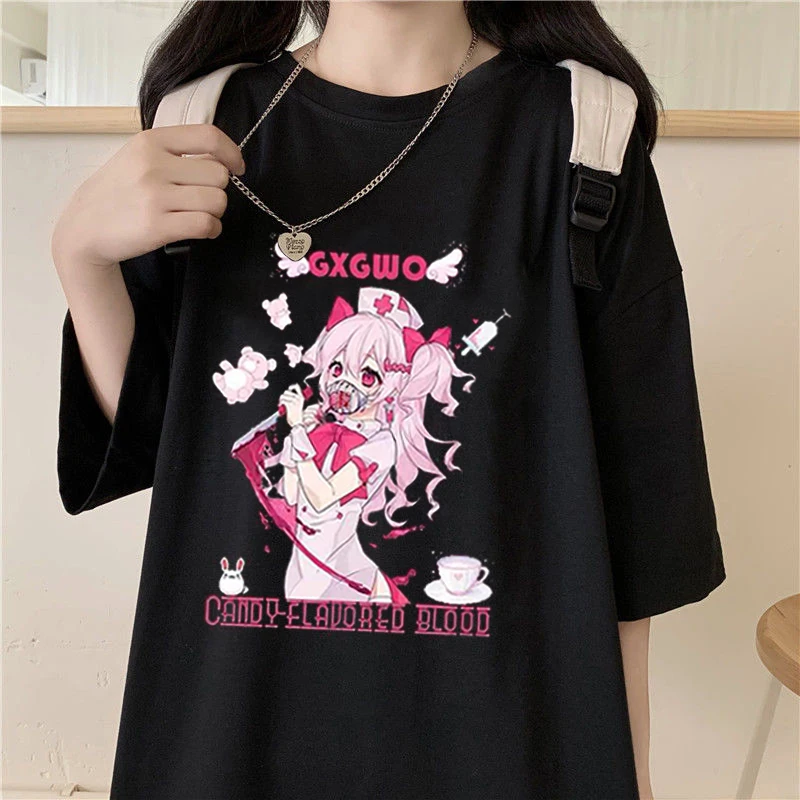 Мультфильм Аниме Kawaii милые девушки Япония уличная Harajuku повседневные топы