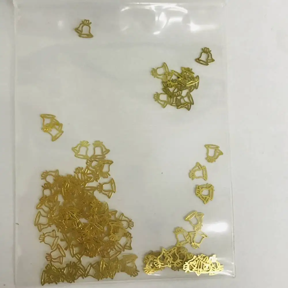 Gold Metal Nail Decals Ultra-thin Flakes Nail Bling Rhinestone Cute 3D Nail Art Decorations Charm Nail Art OPP Bags Packing