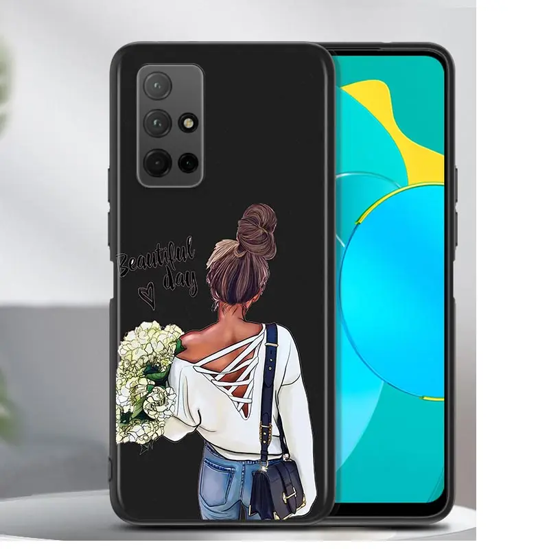 

Fashion Women For Huawei Honor 30 30S 30i 20 20S 20E 8S 8C 8X 8 7S 7A 7C Pro Plus Lite MAX Black Phone Case