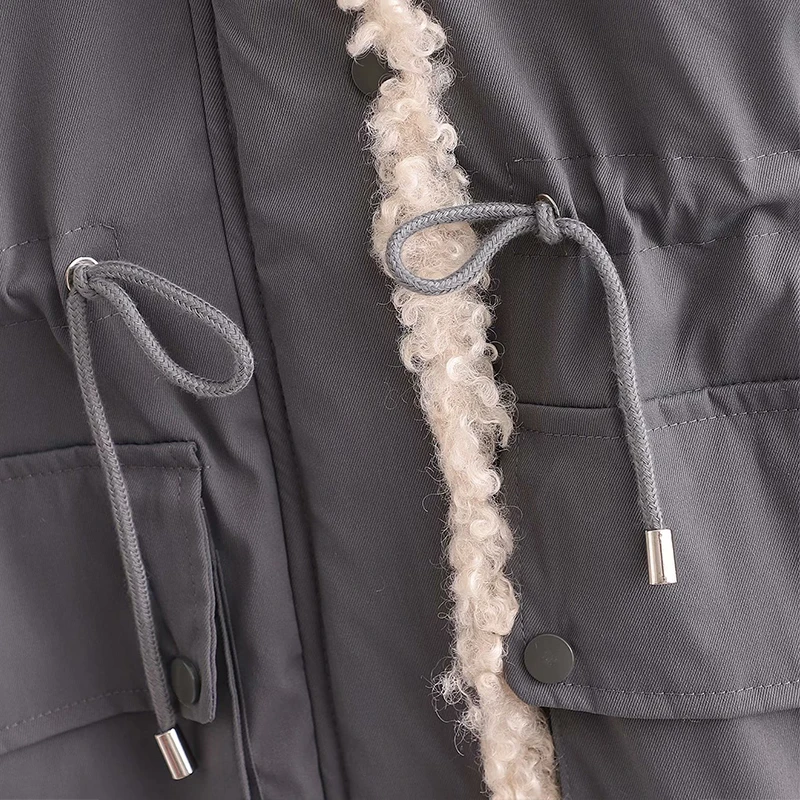 

Women Winter Wool Liner Warm Parka Jackets Coats 2020 Solid Drawstring Thicken Female Casual Street Long Jacket Parkas Outerwear