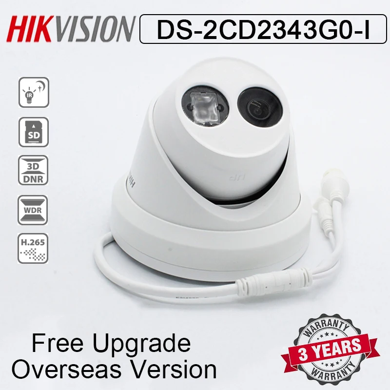 Hikvision DS-2CD2343G0-I 4 МП POE, купольная ip-камера IR 30 м H265 распознавание лица Водонепроницаемый Крытый/открытый с sd-слотом для карт заменить DS-2CD2342WD-I Turret сетевая камера