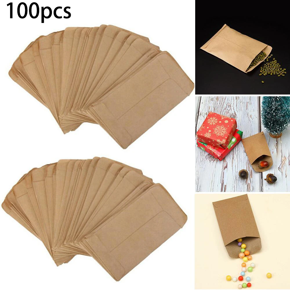 

100 PCS 6*10cm Seed Envelopes Kraft Seed Paper Bags Mini Coin Packets Envelopes In Stock Drop Shipping