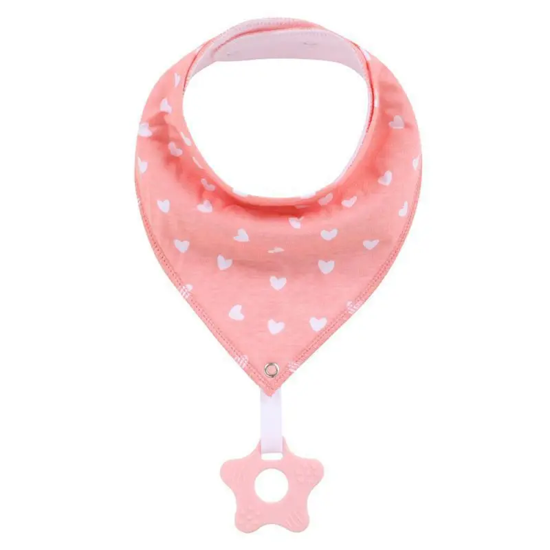 

2021 New Baby Bibs with Teether Newborn Toddler Bandana Cartoon Triangle Bib Saliva Towel
