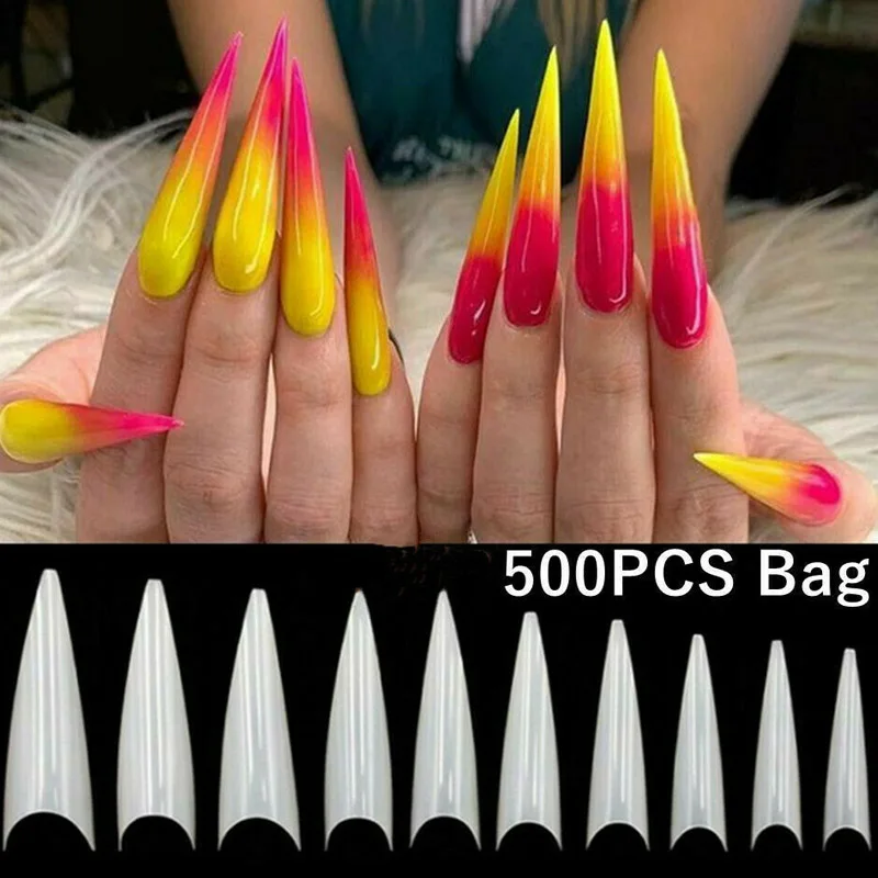 500 шт. супер длинные искусственные ногти балерины заостренные искусство ногтей