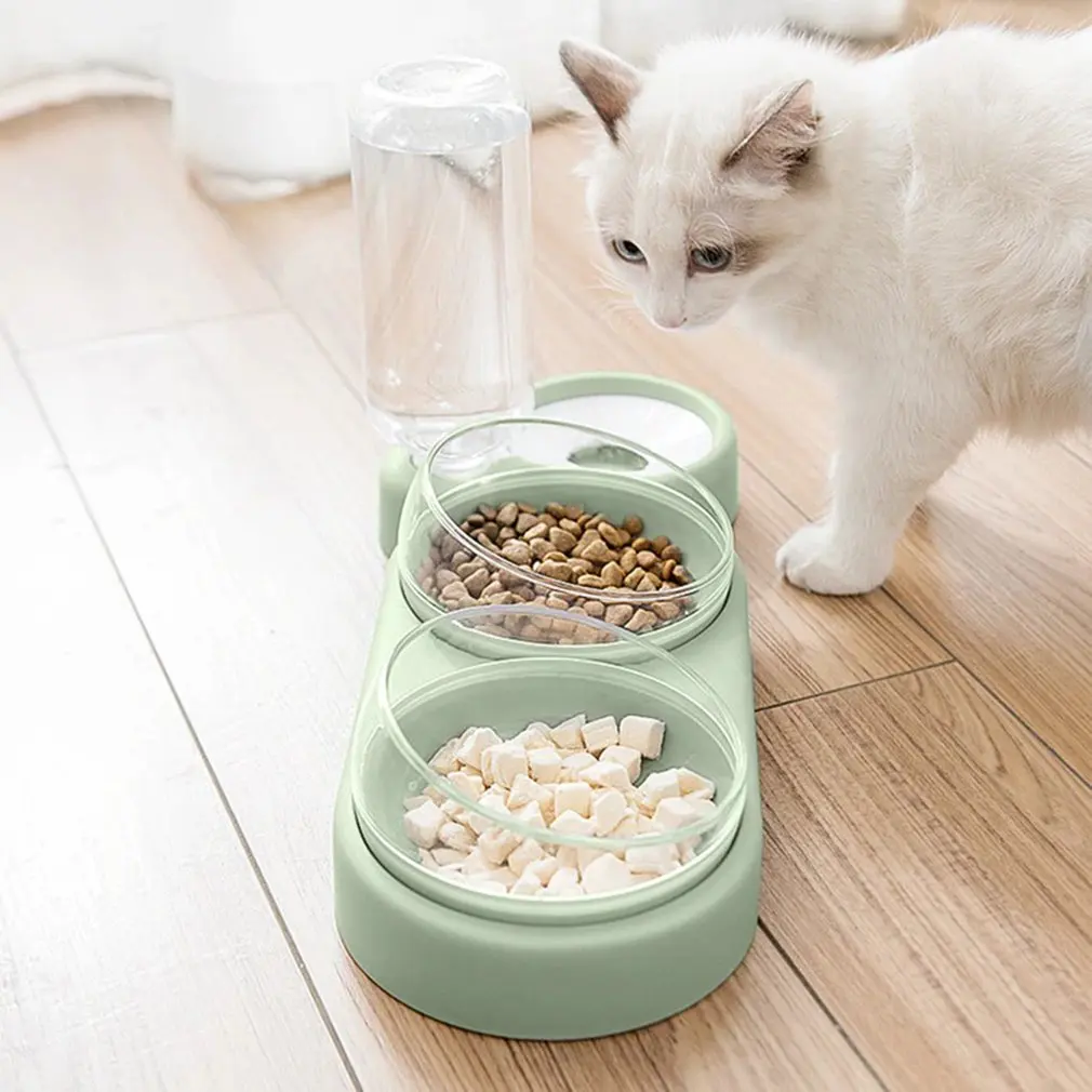 

Double Bowl Automatic Drinking Pet Bowl Automatic Water Storage With Lotus Base Pet Supplies Automatic Pet Bowl