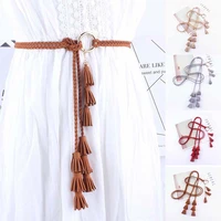 tassel belt women thin waist rope fashion belt ladies braided self tie belts