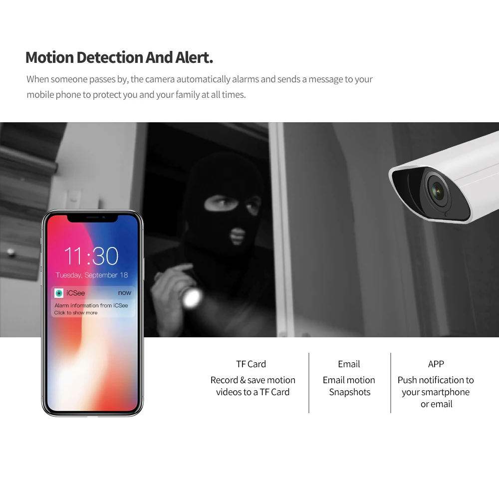 Камера видеонаблюдения HD 1080P H.265X водонепроницаемая беспроводная Wi-Fi с функцией