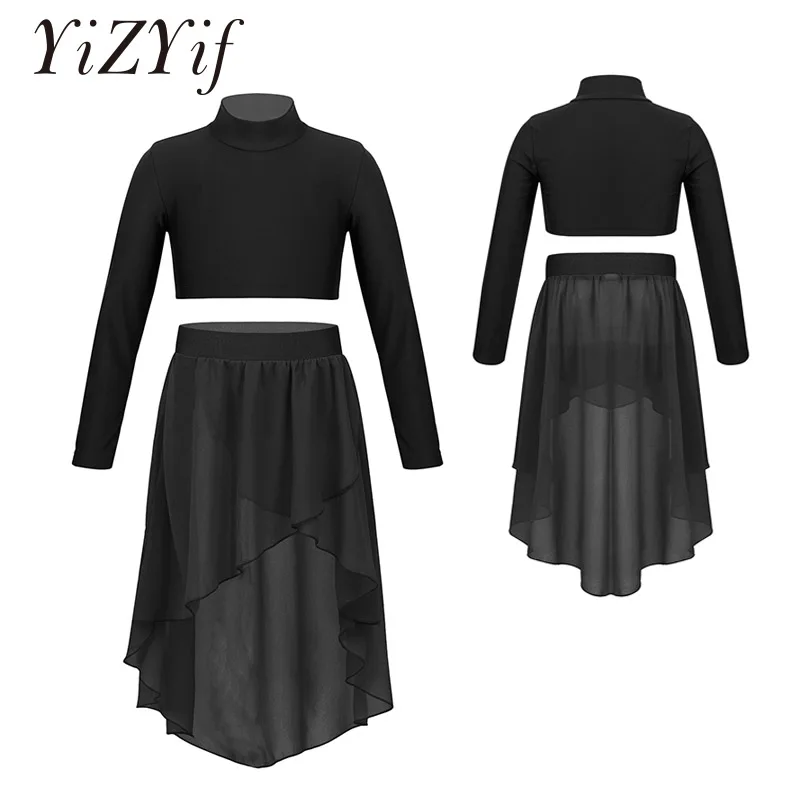 Юбка для танца живота детей однотонный укороченный топ с длинными рукавами