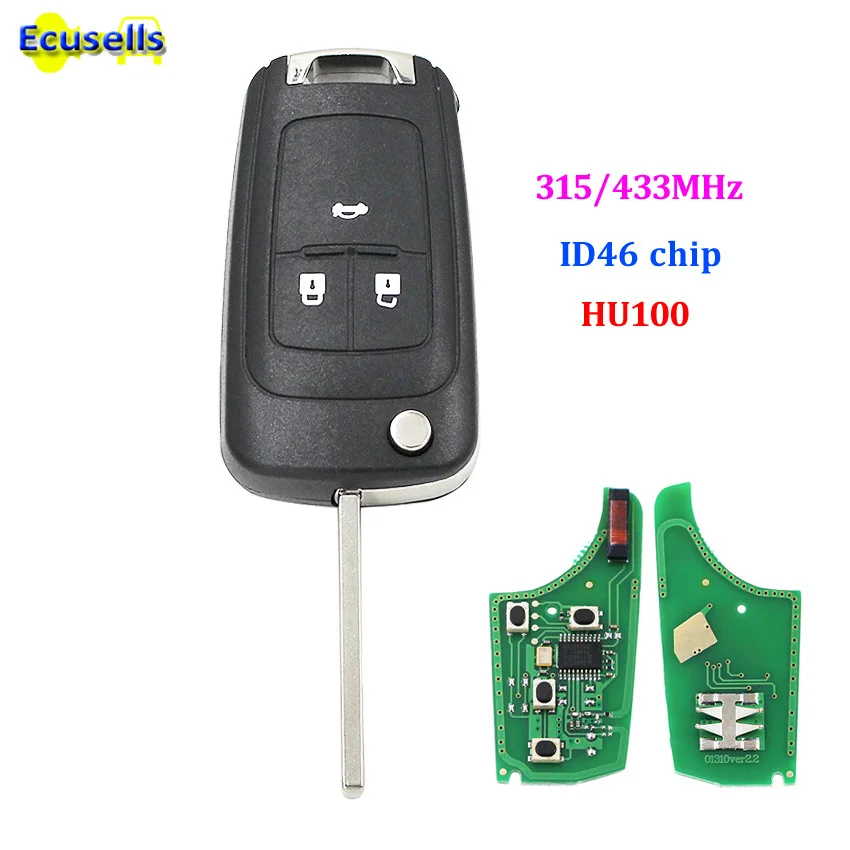 3 кнопки 315 МГц 433 складной откидной дистанционный ключ с чипом ID46 для Opel Astra J Insignia