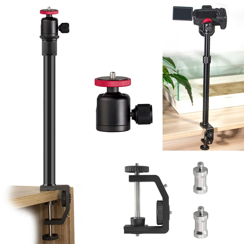 

Desk Mount Stand Tabletop C Clamp Mounting Adjustable Table Aluminum Light Stand for DSLRCamera Ring Light Video Panel Light Mic