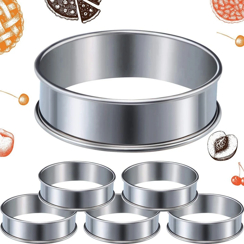 Anillo redondo de acero inoxidable para tarta y muffins, 6 unidades, 8 Uds., 4,1 pulgadas-5