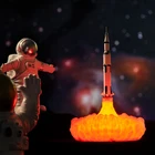 Новинка 2019, Прямая поставка, 3D принт, лампы Saturn V, перезаряжаемый ночсветильник Apollo 5 для Луны, земли, космоса, любимого в качестве украшения комнаты