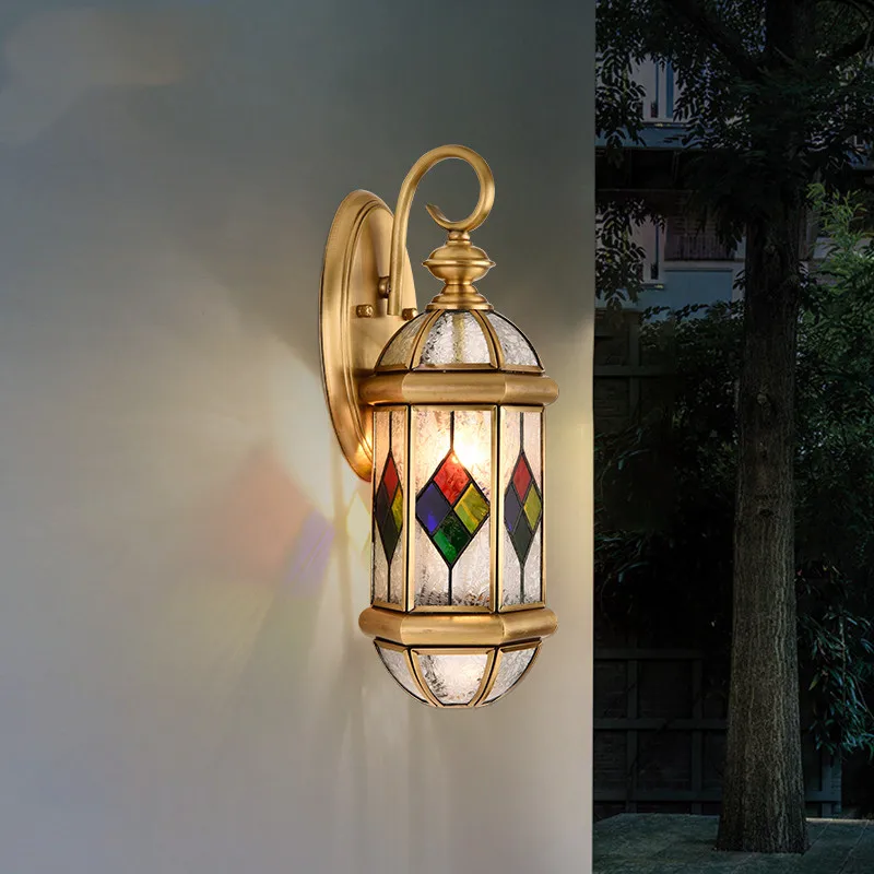 Европейская настенная лампа латунный водонепроницаемый светильник для двора
