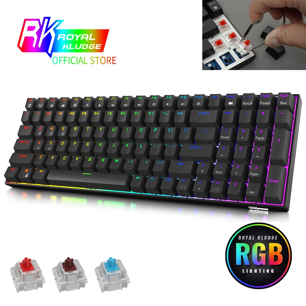 Клавиатура Механическая RK100/RK860, 2,4 ГГц, Bluetooth/Проводная, 100 клавиши, 3 режима - изображение