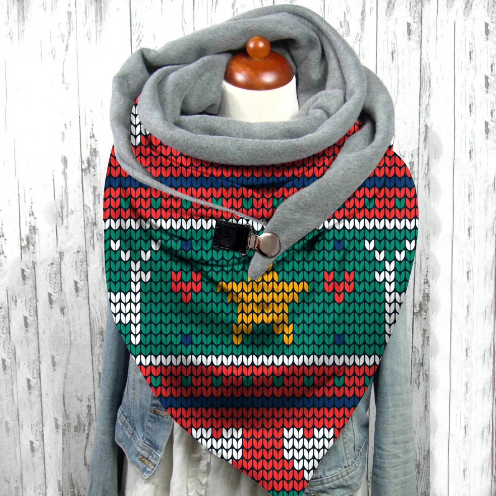 40 # рождественские Дизайнерские шарфы с пуговицами повседневные теплые