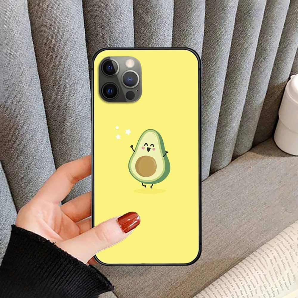 

Cartoon Cute avocado Phone Case cover For iphone 5 5S 6 6S PLUS 7 8 11 12 mini X XR XS PRO SE 2020 MAX black coque pretty shell