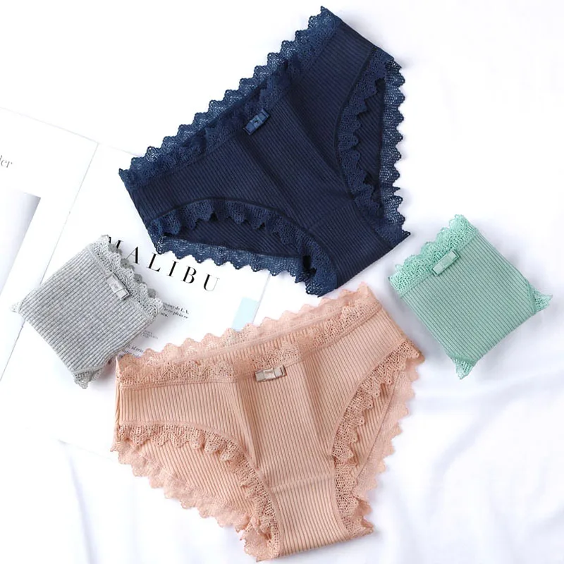 

New Japan Pure Cotton Panties Women's Sexy Underwear Candy Color Breathable Underwear Girls Thread Lace Panties