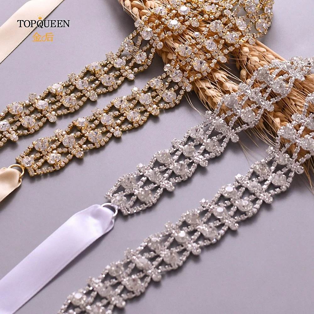 TOPQUEEN S414 серебряное золото бриллиантовый ремень Блестящий свадебное платье с
