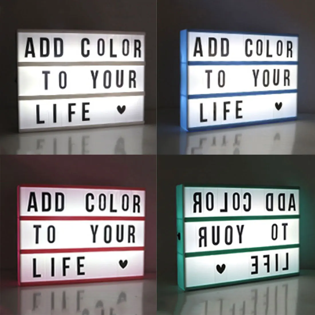 

LED Combination Night Light Box Table Desk DIY Lamp A4 A6 Colorful Letters Symbol Cards Decor USB/Battery Powered Message Board