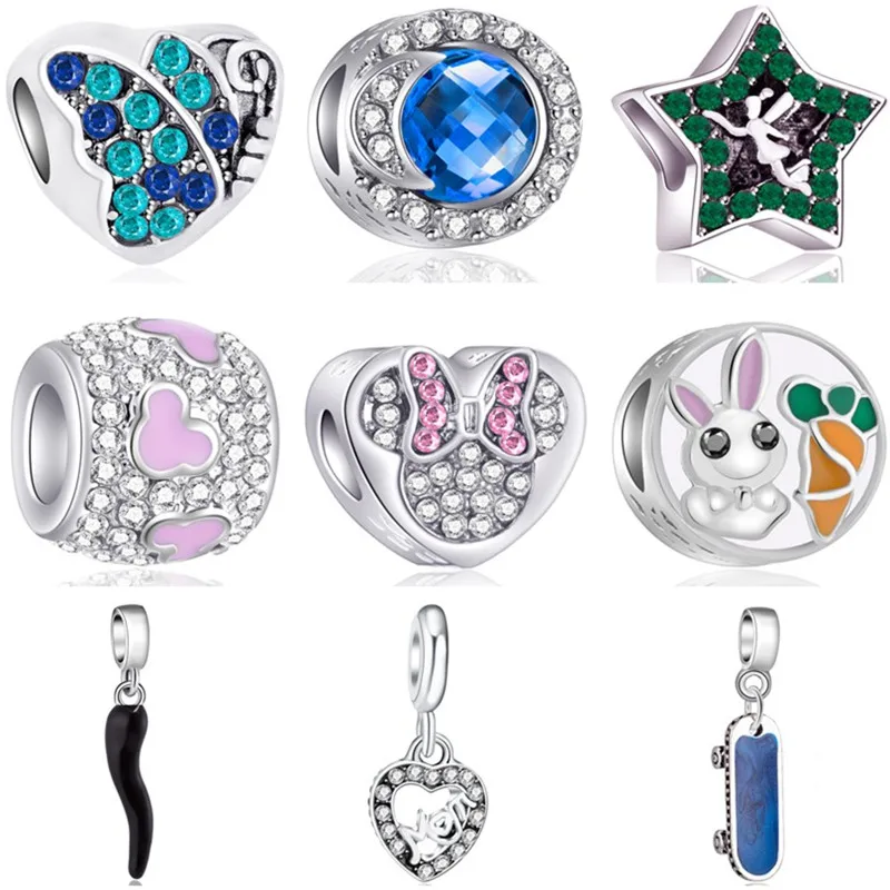 Милый кролик подвеска длинный скутер Чили бусины блестящий розовый кристалл