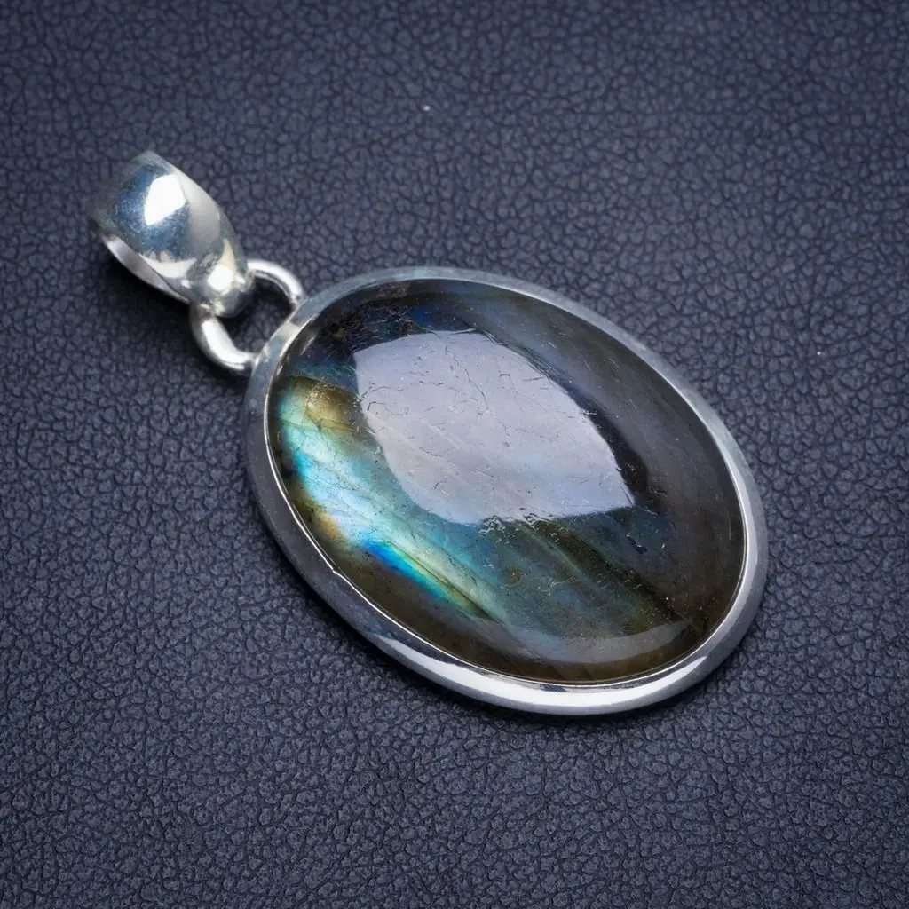 Натуральный синий огонь лабрадорит ручной работы уникальная фотосеребряная