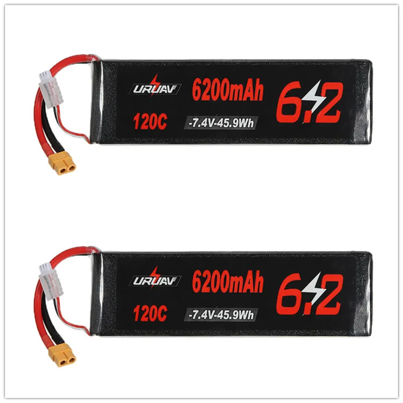 Горячая Распродажа 2 шт. запуav 7 4 В 6200 мАч 120C 2S XT60 разъем Lipo батарея для
