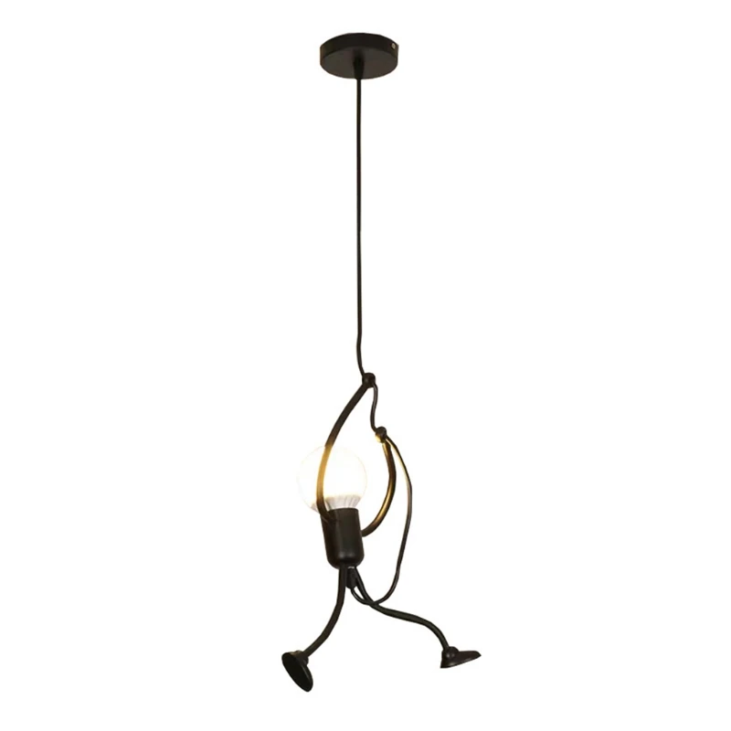 

Litter Man Climbing Pendant Light Modern Hanging Lamp Shade Creative Iron People Decor for Baby Kids Room