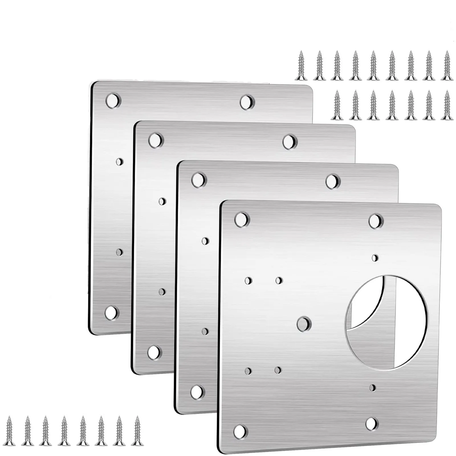 

4 Pcs Hinge Repair Plate Stainless Steel Hinge Repair Bracket With 24 Screw For Kitchen Wooden Cabinet Door Easy Installation