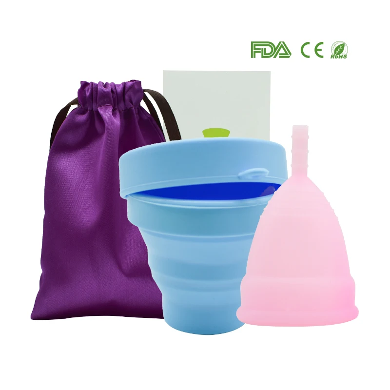 Цвет: желтый 1pcs Menstrual Cup and 1pcs Sterilizer Cup Sterilizing Collapsible Cups to Clean Copa Menstrual Recyclable Foldable Cup - Цвет: Цвет: желтый