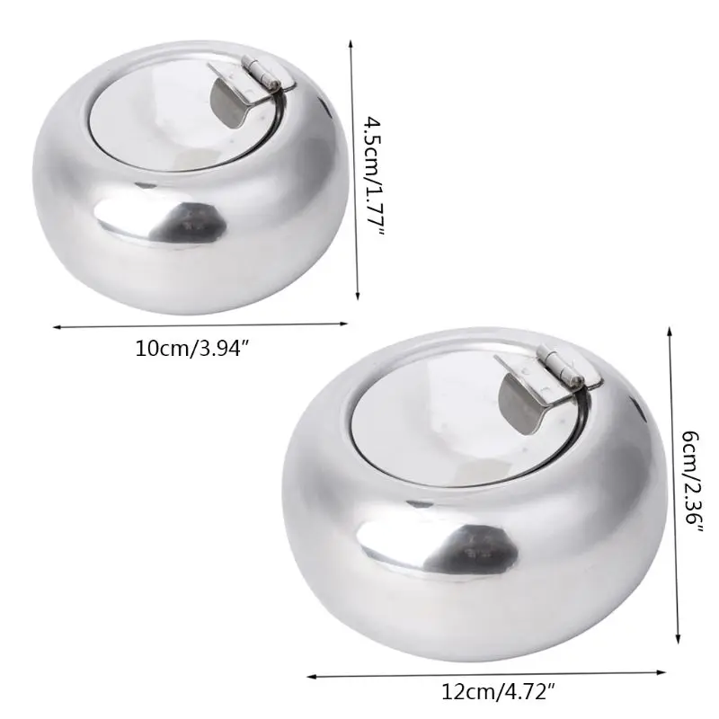 Нержавеющая сталь пепельница с защитой от ветра крышкой для сигаретного пепла