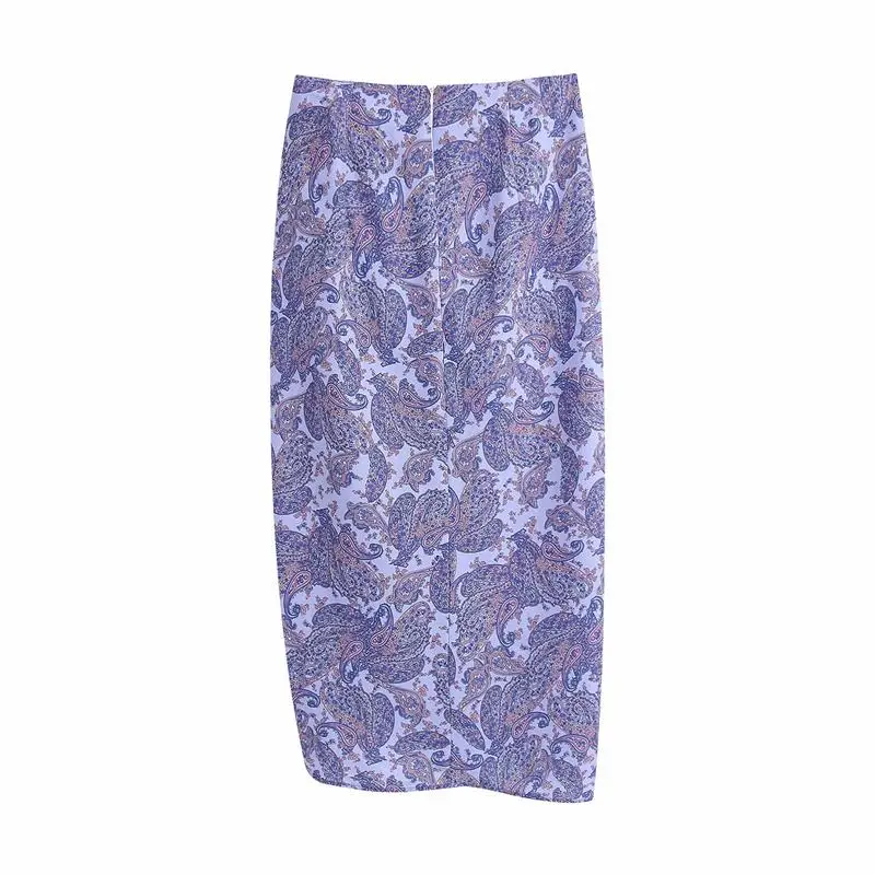 

ZA Summer Women Folds Skirts 2021 Bow High Waist Retro Floral Printed Pleated Skirts Female Fashion Zipper Skirt Streetwear