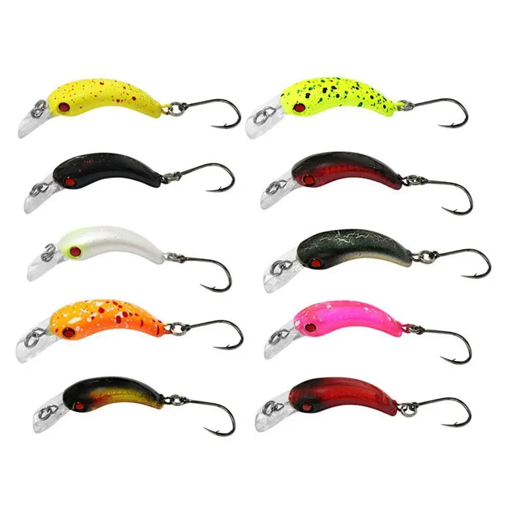 

Mini Minnow Wobblers Triangle Hooks Fish Popper Bass Tackle 40MM 1.4g Fishing Lures Crankbait Hard Plastic Bait