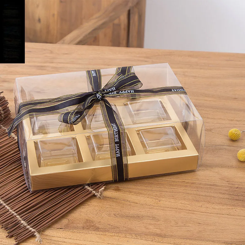 4/6 Cavity Cake Boxes with Clear Window Transparent Plastic Gift Mooncake Egg Puff Packaging for Wedding Birthday Party | Дом и сад