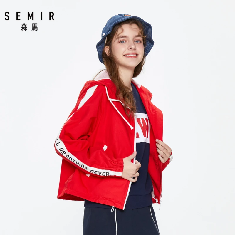 SEMIR Женская куртка весна 2020 новинка пальто с капюшоном свободная хитовая цветная