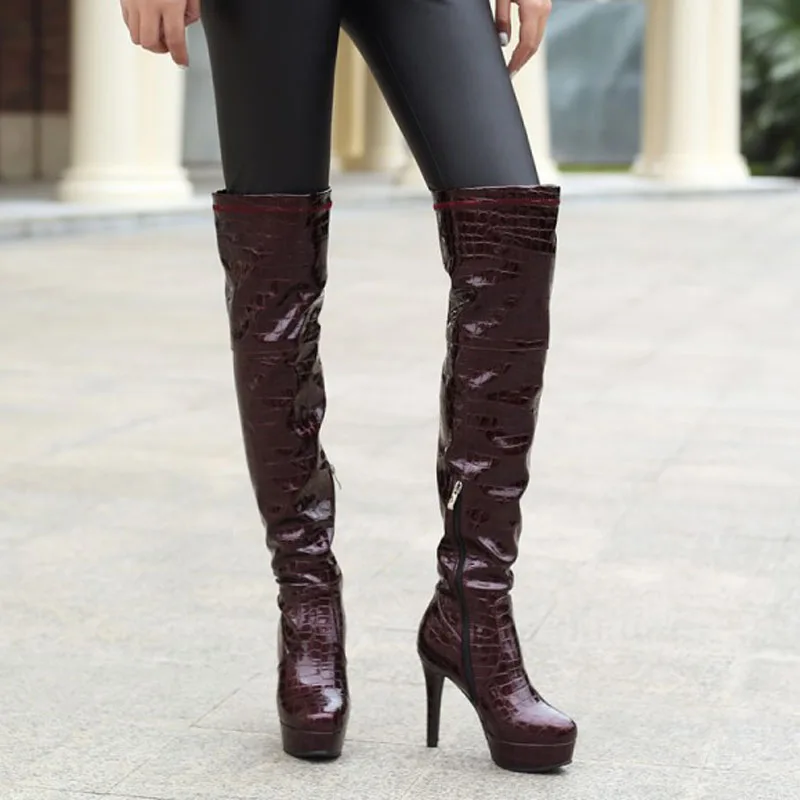 Пикантные Женские Сапоги выше колена размера плюс 34 45 женские зимние сапоги до