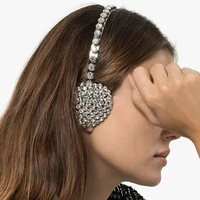 creative luxury heart rhinestone headband ear muffs head jewelry for women bling crystal headband hair hoop headphone accessorie