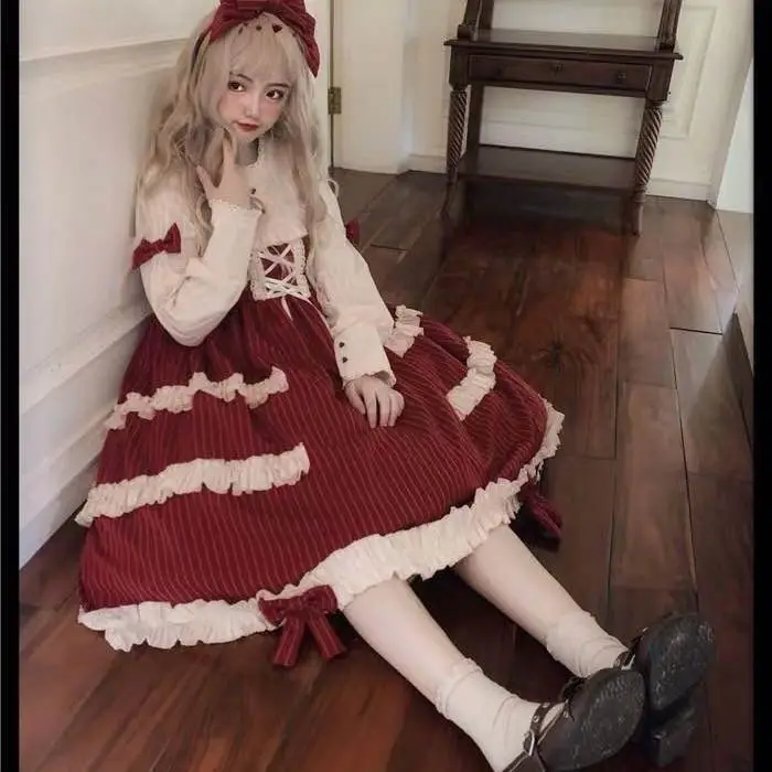 

Japanese Sweet Lolita Dress Summer Sweet Princess Gothic Victorian Angel Puff Doll op Kawaii Lolita Daily Dresses Party Costumes