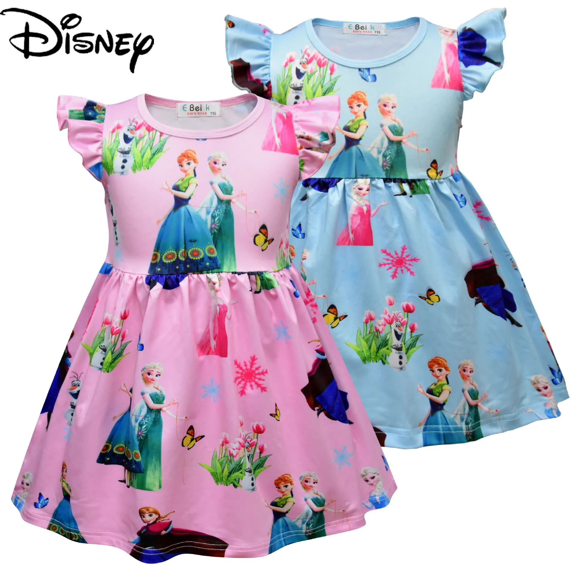 

Disney cartoon children's clothing Frozen clothes Aisha Anna flying sleeve ice silk girl dress princess dress