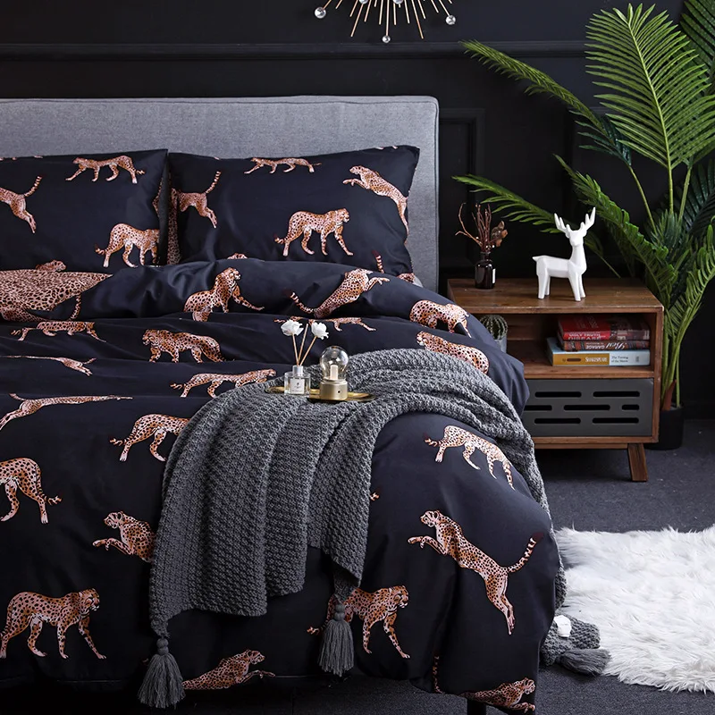 

Duvet Cover King Size Queen Size Comforter Sets Leopard Printing Bedding Set AB#196